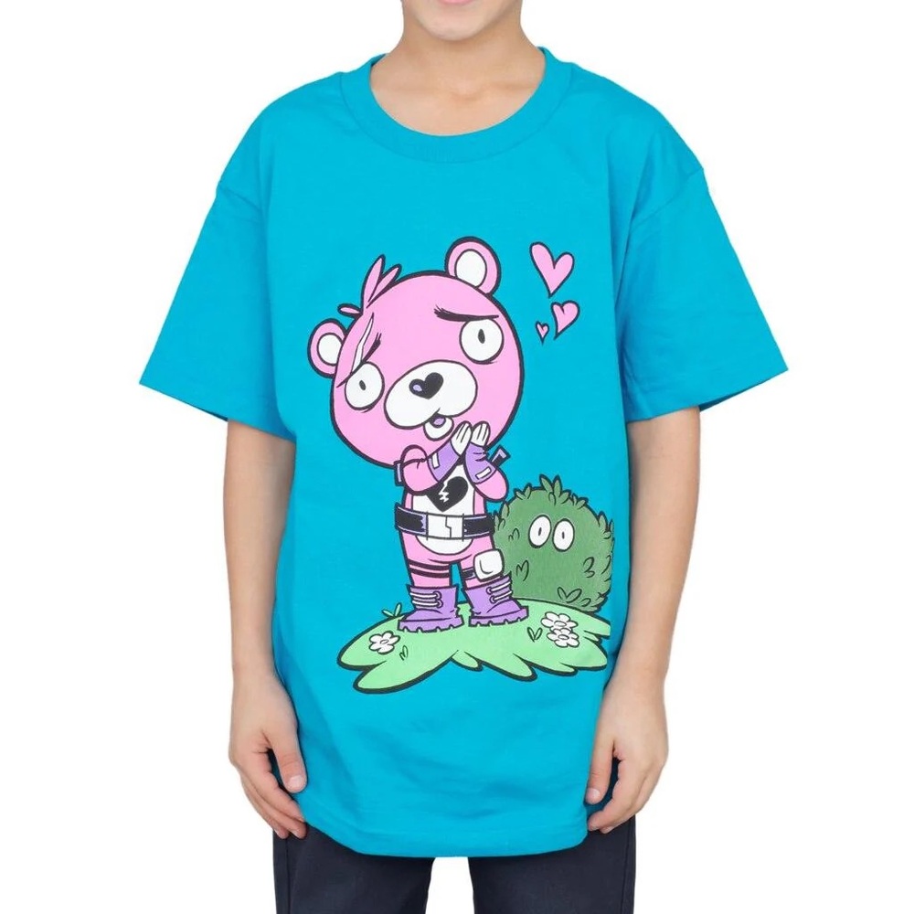 Fortnite Youth XL Blue Cuddle Team Leader Turquoise T-Shirt officially licensed